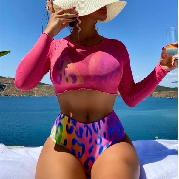 2023 three-piece split swimsuit bikini mesh flesh penetrating long-sleeve leopard pattern gradient, White;black
2023 three-piece split swimsuit bikini mesh flesh penetrating long-sleeve leopard pattern gradient, White;black