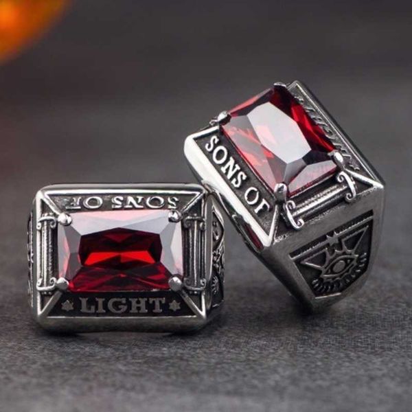 classic fashion men's metal ring red zircon ring masonic party jewelry, Silver
classic fashion men's metal ring red zircon ring masonic party jewelry, Silver