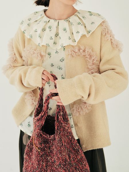 women's knits tees imakokoni's original design cardigan knitwear autumn winter long sleeve lace patchwork warm sweater women', White
women's knits tees imakokoni's original design cardigan knitwear autumn winter long sleeve lace patchwork warm sweater women', White