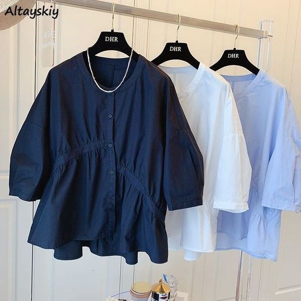 women's blouses shirts shirts women lovely students all-match asymmetrical three quarter sleeve casual o-neck solid kawaii summer kawa, White
women's blouses shirts shirts women lovely students all-match asymmetrical three quarter sleeve casual o-neck solid kawaii summer kawa, White