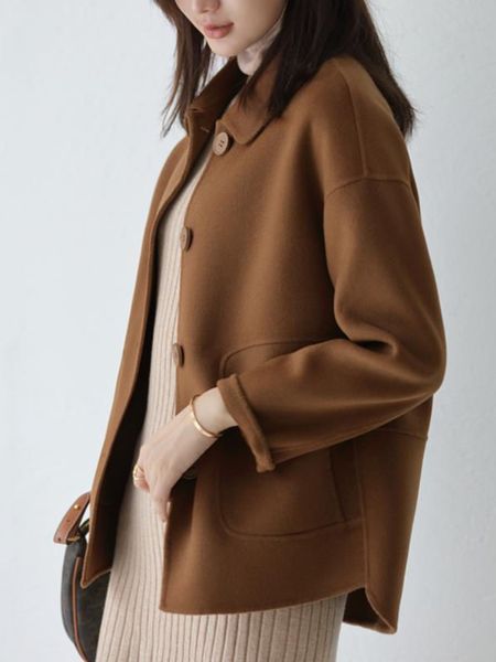 women's wool blends short coats for women autumn winter fashion woolen jackets pockets solid color camel black polo collar coat ladies
women's wool blends short coats for women autumn winter fashion woolen jackets pockets solid color camel black polo collar coat ladies