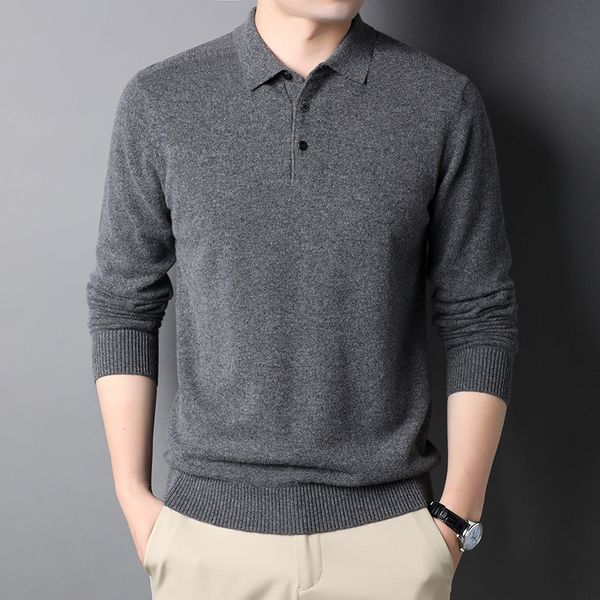 men's polos minglu cashmere knitted men's polo shirts luxury wool long sleeve solid color spring autumn casual simple male sweater, White;black
men's polos minglu cashmere knitted men's polo shirts luxury wool long sleeve solid color spring autumn casual simple male sweater, White;black
