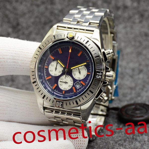 8 color men watch 44mm chronomat b01 quality watch chronograph quartz movement rose gold silver dial 50th anniversary leather strap mens wri, Slivery;brown
8 color men watch 44mm chronomat b01 quality watch chronograph quartz movement rose gold silver dial 50th anniversary leather strap mens wri, Slivery;brown