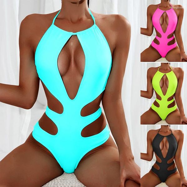 women's swimwear 2023 beach solid color hollow-out one piece swimsuit european and american backless halter one-piece, White;black
women's swimwear 2023 beach solid color hollow-out one piece swimsuit european and american backless halter one-piece, White;black