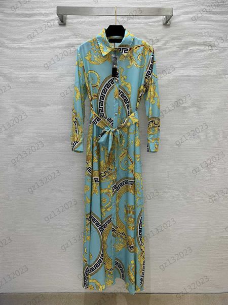designer dress gold logo printed lapel long sleeves dresses custom button open belt slim medium length maxiskit 2 colors women dresses, Black;gray
designer dress gold logo printed lapel long sleeves dresses custom button open belt slim medium length maxiskit 2 colors women dresses, Black;gray