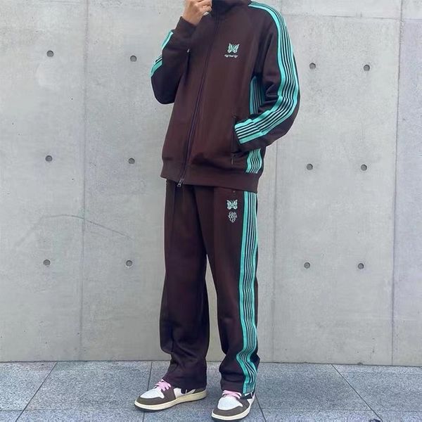 men s polos zipper jacket and sweatpants awge needles pants butterfly embroidery brown sets 230308, White;black
men s polos zipper jacket and sweatpants awge needles pants butterfly embroidery brown sets 230308, White;black