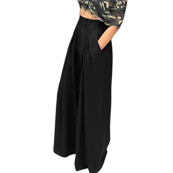 women palazzo long pants high waist wide leg stretchy loose fit casual trousers with pocket, Black;white
women palazzo long pants high waist wide leg stretchy loose fit casual trousers with pocket, Black;white