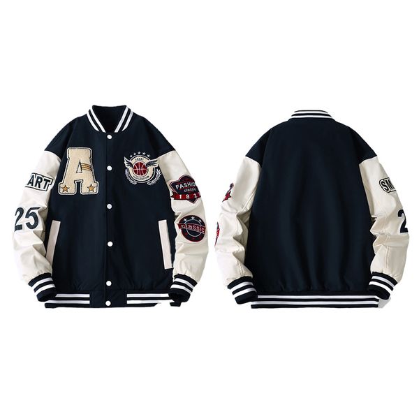spring and autumn men's jacket crewneck women's short baseball clothes spliced hip hop street wear couple style coat fashion briti, Black;brown
spring and autumn men's jacket crewneck women's short baseball clothes spliced hip hop street wear couple style coat fashion briti, Black;brown