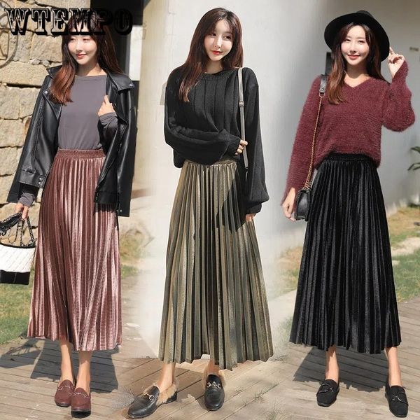 skirts women's autumn and winter gold velvet skirts elastic high waist large hem long skirt office lady casual a-line pleated skirts 23, Black
skirts women's autumn and winter gold velvet skirts elastic high waist large hem long skirt office lady casual a-line pleated skirts 23, Black
