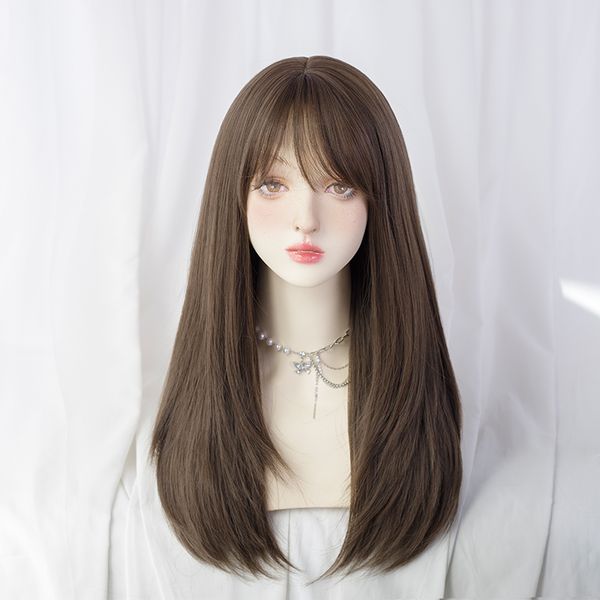 synthetic wig asian fashion lolita everyday female cold brown straight hair, Black
synthetic wig asian fashion lolita everyday female cold brown straight hair, Black