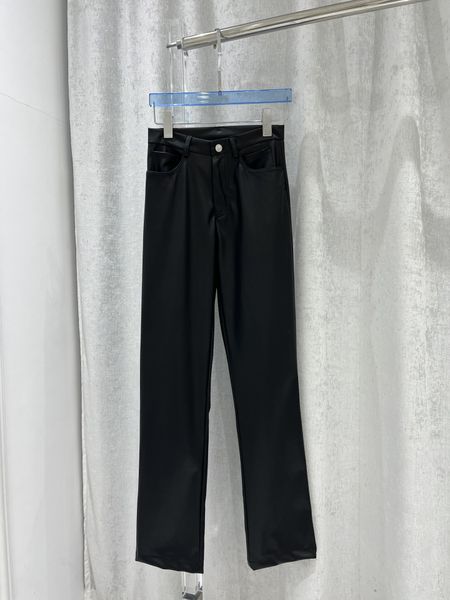 women designer pants spring summer soft leather pant casual trousers formal long working capris, Black;white
women designer pants spring summer soft leather pant casual trousers formal long working capris, Black;white