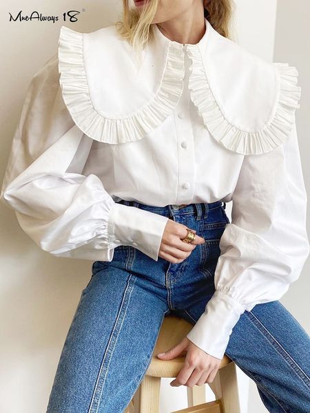 women's blouses shirts mnealways18 big peter pan collar ruffle womens blouse long sleeve white cotton casual female spring summer fril
women's blouses shirts mnealways18 big peter pan collar ruffle womens blouse long sleeve white cotton casual female spring summer fril