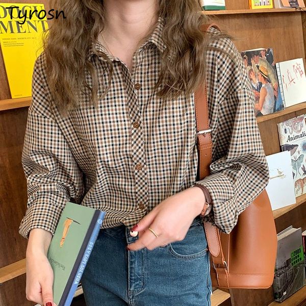 women's blouses shirts plaid shirts women retro turn-down collar blouses all-match straight hong kong style button up elegant long slee, White
women's blouses shirts plaid shirts women retro turn-down collar blouses all-match straight hong kong style button up elegant long slee, White
