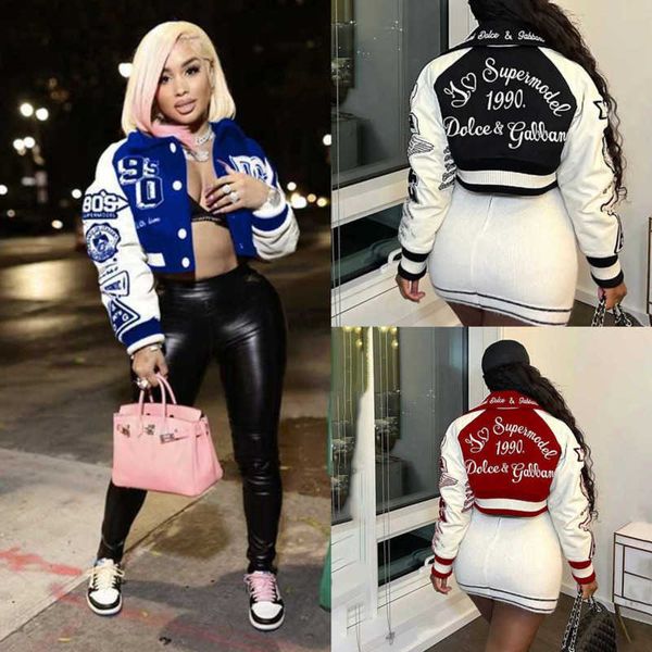 designer women jacket printed baseball uniform woolen lapel womens trendy splicing coat, Black
designer women jacket printed baseball uniform woolen lapel womens trendy splicing coat, Black