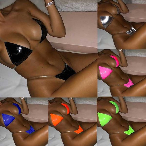 2023 new solid color triangle bright leather bikini split swimsuit white transparent bandage fm1921, White;black
2023 new solid color triangle bright leather bikini split swimsuit white transparent bandage fm1921, White;black