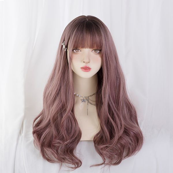 synthetic wig asian fashion lolita women's daily multi-color gradient curls, Black
synthetic wig asian fashion lolita women's daily multi-color gradient curls, Black