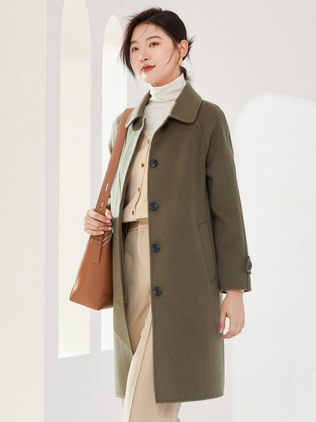 women's wool blends 100 pure coat medium long autumn and winter korean edition slim style suit collar cashmere women 230308, Black
women's wool blends 100 pure coat medium long autumn and winter korean edition slim style suit collar cashmere women 230308, Black