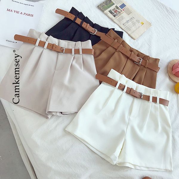 women's shorts korean brief design office work white suit for women simple solid spring autumn high waist wide leg with belt 230308, White;black
women's shorts korean brief design office work white suit for women simple solid spring autumn high waist wide leg with belt 230308, White;black