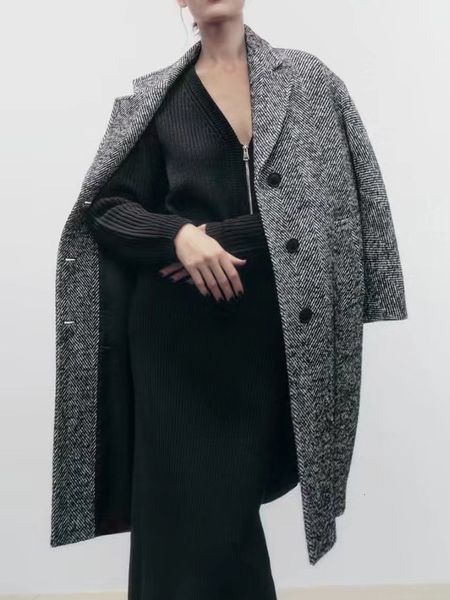 women's wool blends traf gray women winter classic woolen overcoat warm long sleeved single breasted coat ladies fashion notched street, Black
women's wool blends traf gray women winter classic woolen overcoat warm long sleeved single breasted coat ladies fashion notched street, Black