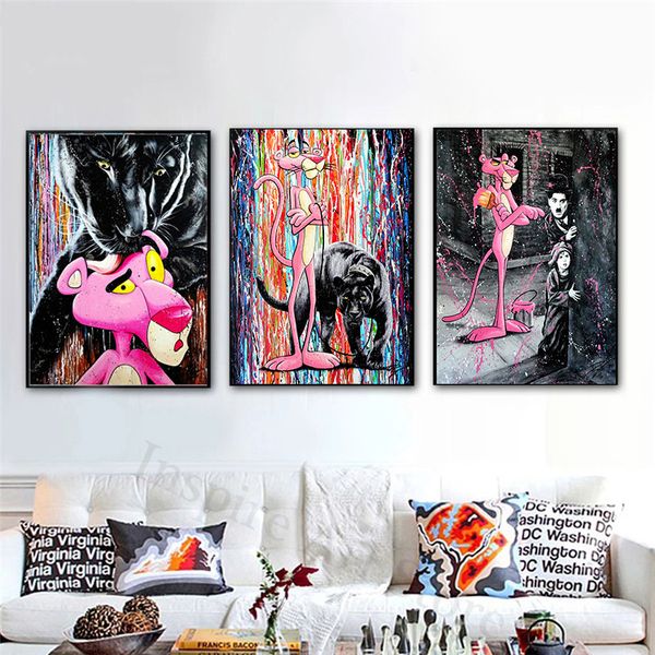 street graffiti art animal canvas poster black leopard and pink leopard picture modern home decoration frameless painting
street graffiti art animal canvas poster black leopard and pink leopard picture modern home decoration frameless painting