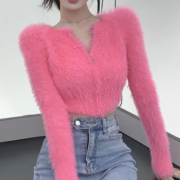 women's knits tees ol korean fashion zipper fluffy cardigan woman autumn o neck long sleeve office sweater women sweet cropped drop 230, White
women's knits tees ol korean fashion zipper fluffy cardigan woman autumn o neck long sleeve office sweater women sweet cropped drop 230, White