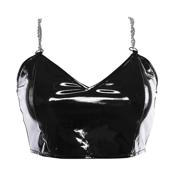 women s tanks cami s latex patent leather crop ladies gothic metal chain v neck zipper back fashion corset nightclub dancing costume 230308, White
women s tanks cami s latex patent leather crop ladies gothic metal chain v neck zipper back fashion corset nightclub dancing costume 230308, White