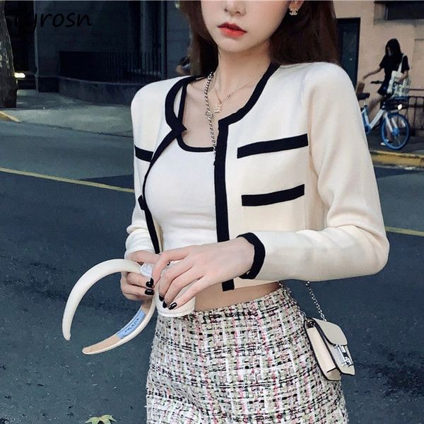 women's knits tee cardigans patchwork cropped sweaters open stitch designed streetwear retro tricot trendy fit tender femme coats oneck, White
women's knits tee cardigans patchwork cropped sweaters open stitch designed streetwear retro tricot trendy fit tender femme coats oneck, White