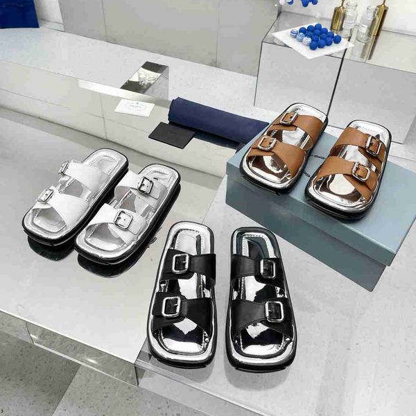 casual shoes summer new square head belt buckle sandals slippers silver mirror flat beach roman slippers double span strap classic designer, Black
casual shoes summer new square head belt buckle sandals slippers silver mirror flat beach roman slippers double span strap classic designer, Black