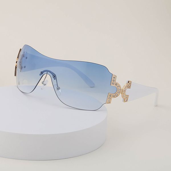european and american y2k millennium style integrated windproof sunglasses women's fashion big curvature set diamond rimless sunglasses, White;black
european and american y2k millennium style integrated windproof sunglasses women's fashion big curvature set diamond rimless sunglasses, White;black