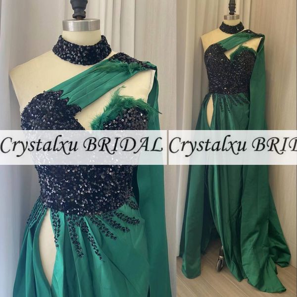 2023 dark green prom dresses arabic black sequined lace feather crystal beads sheath evening formal party gowns floor length side split cock
2023 dark green prom dresses arabic black sequined lace feather crystal beads sheath evening formal party gowns floor length side split cock