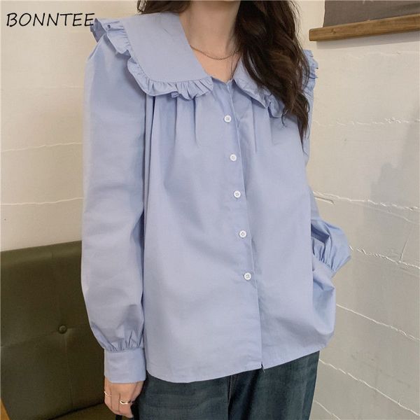 women's blouses shirts shirts women ruffles korean preppy style sweet chic spring solid casual cozy simple all-match mujer ropa retro f, White
women's blouses shirts shirts women ruffles korean preppy style sweet chic spring solid casual cozy simple all-match mujer ropa retro f, White