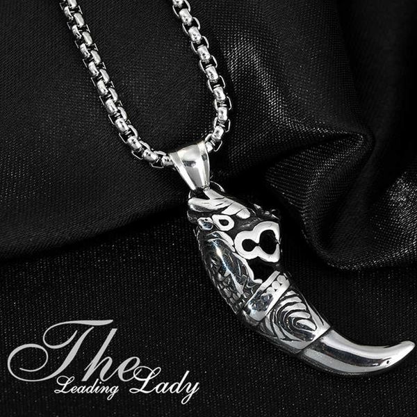 pendant necklaces vintage wolf tooth pendant necklace men fashion jewelry hiphop stainless steel metal accessories punk long sweater chain g, Silver
pendant necklaces vintage wolf tooth pendant necklace men fashion jewelry hiphop stainless steel metal accessories punk long sweater chain g, Silver