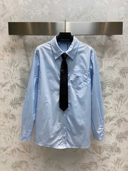 summer women designer clothing blouse blue fashion texture luxury simple loose triangle badge tie decorative shirt signature pocket logo bad, White
summer women designer clothing blouse blue fashion texture luxury simple loose triangle badge tie decorative shirt signature pocket logo bad, White