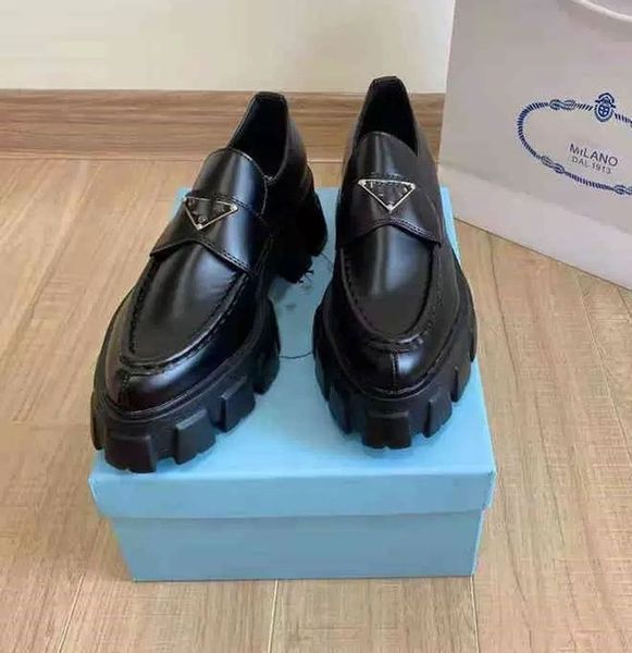 with box prad shoes women with box shoes luxury designer brand dress shoe metal triangle monolith brushed leather loafers platform heel p fy, Black
with box prad shoes women with box shoes luxury designer brand dress shoe metal triangle monolith brushed leather loafers platform heel p fy, Black