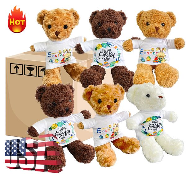 Image of Teddy Bear with Sublimation Tee Shirt Sublimation Plush Bear Shirts Plush Toys Stuffed Animals Gifts for Baby Shower Birthday Xmas Valentines Day DIY