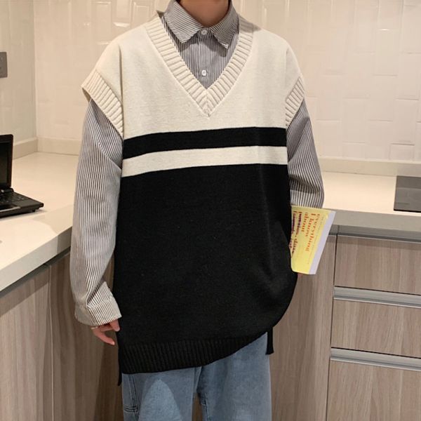 men s vests autumn v neck sweater vest warm fashion casual knitted pullover korean loose sleeveless s jumper clothes 230308, Black;white
men s vests autumn v neck sweater vest warm fashion casual knitted pullover korean loose sleeveless s jumper clothes 230308, Black;white