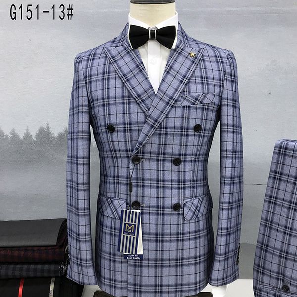 men's suits blazers fashion men's casual boutique plaid slim double-breasted suit 2 piece suit blazers jacket coat pants trousers, White;black
men's suits blazers fashion men's casual boutique plaid slim double-breasted suit 2 piece suit blazers jacket coat pants trousers, White;black