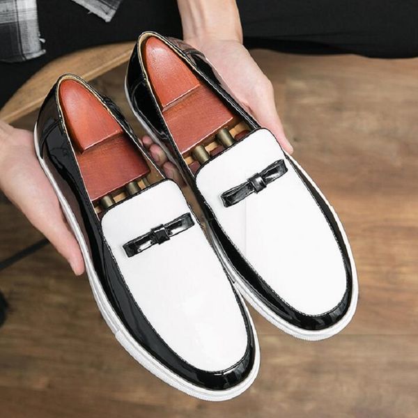 men vulcanized shoes black white patchwork slip-on loafers leather for men casual shoes chaussures pour hommes d2a38
men vulcanized shoes black white patchwork slip-on loafers leather for men casual shoes chaussures pour hommes d2a38