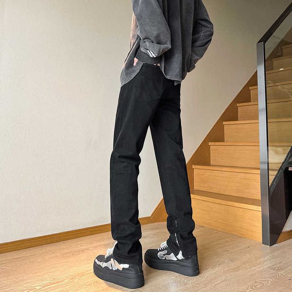 men's pants high street solid color zipper men's jeans fashion design slit straight denim pants for male hip hop black trouser z03
men's pants high street solid color zipper men's jeans fashion design slit straight denim pants for male hip hop black trouser z03