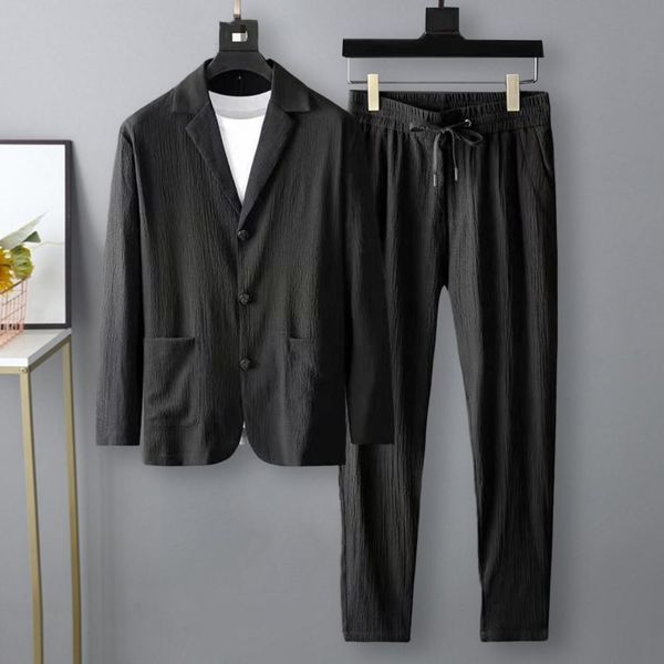 men s polos spring summer men blazer pants long sleeve stripe pleats jacket drawstring casual suit korean slim two piece set 230308, White;black
men s polos spring summer men blazer pants long sleeve stripe pleats jacket drawstring casual suit korean slim two piece set 230308, White;black