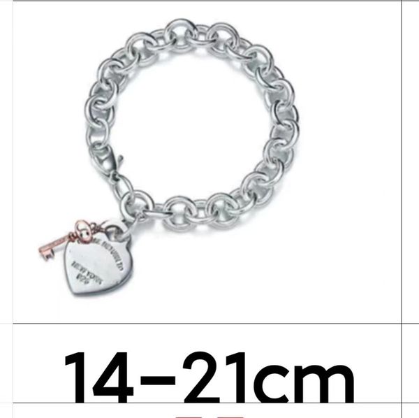 key 925 silver plated 14cm 21cm bracelet chain men's jewelry heart pendant bracelets for women men set bangle fashion designer jewlery, Black
key 925 silver plated 14cm 21cm bracelet chain men's jewelry heart pendant bracelets for women men set bangle fashion designer jewlery, Black