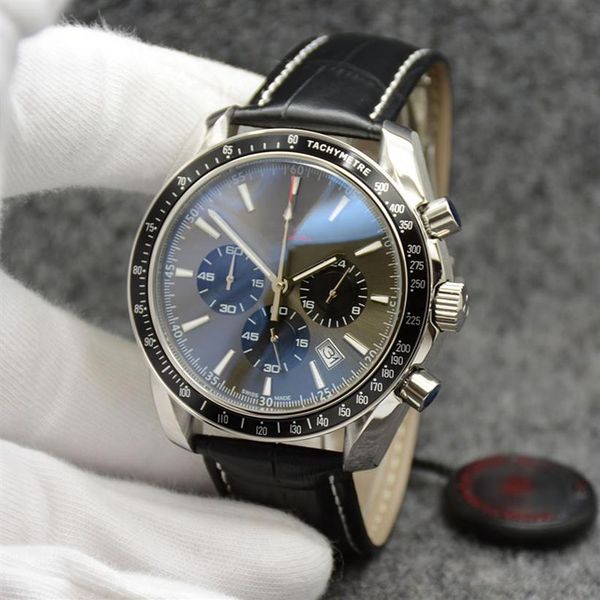 44mm quartz chronograph date mens watches grey dial black leather band fixed bezel with a ring showing tachymeter markings248s, Slivery;brown
44mm quartz chronograph date mens watches grey dial black leather band fixed bezel with a ring showing tachymeter markings248s, Slivery;brown