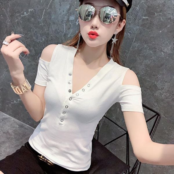 women's t off shoulder ladies v-neck summer t-shirts large size for, White
women's t off shoulder ladies v-neck summer t-shirts large size for, White