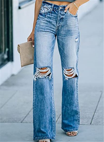 women's jeans high waist retro ripped wide leg pants straight hollowout flared loose casual street 230308, Blue
women's jeans high waist retro ripped wide leg pants straight hollowout flared loose casual street 230308, Blue