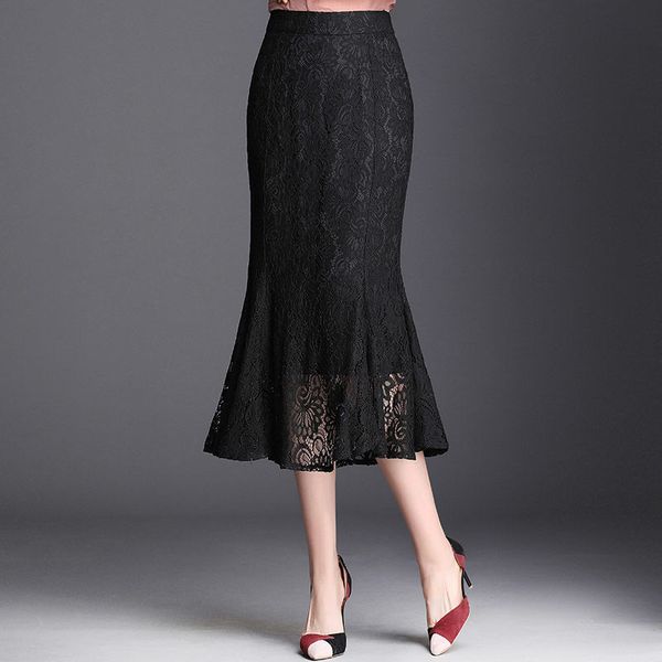 women's skirt elegant vintage office ladies all-match lace mermaid skirts high waist zipper commuter bud trumpet midi skirts, Black
women's skirt elegant vintage office ladies all-match lace mermaid skirts high waist zipper commuter bud trumpet midi skirts, Black