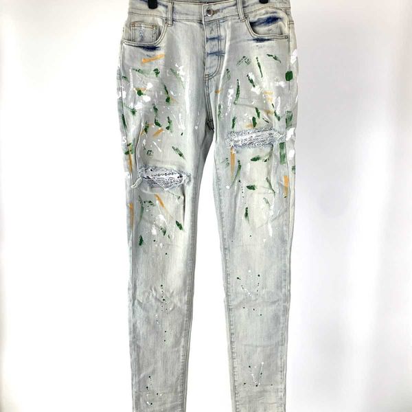 jeans men pants ammir wash white green ink cashew patchwork men's fashion brand designer niche ins celebrity casual leisure, Blue
jeans men pants ammir wash white green ink cashew patchwork men's fashion brand designer niche ins celebrity casual leisure, Blue