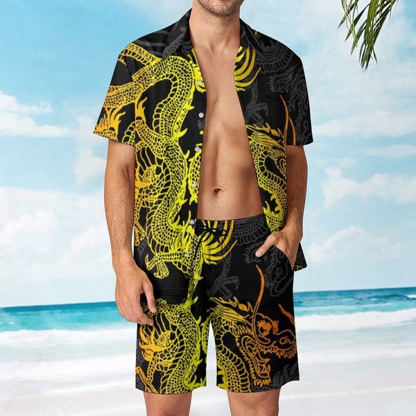 men s polos beach suit golden chinese dragon pattern 2 pieces coordinates swimming premium 230308, White;black
men s polos beach suit golden chinese dragon pattern 2 pieces coordinates swimming premium 230308, White;black