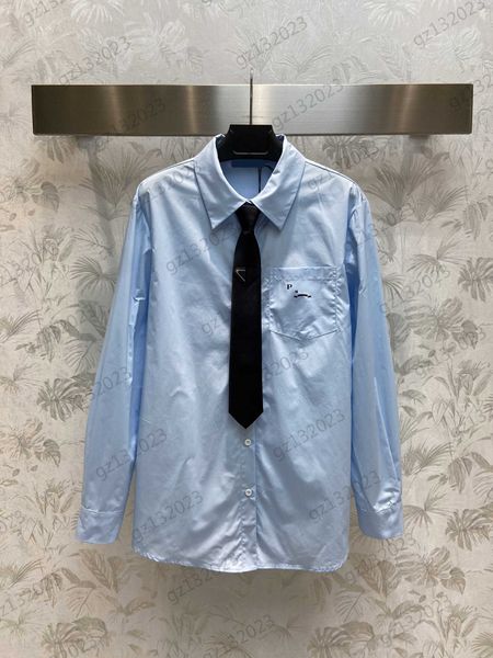womens clothing blouses shirts triangle logo decorated tie breast pocket lapel shirt back striped button open long sleeves blouse for women, White
womens clothing blouses shirts triangle logo decorated tie breast pocket lapel shirt back striped button open long sleeves blouse for women, White