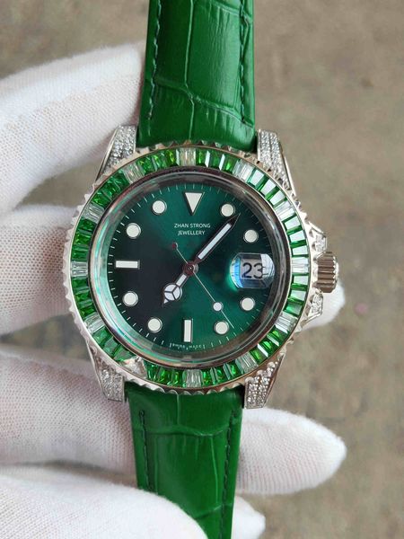 green leather strap diamond bezel mens wristwatches automatic mechanical 2813 movement men's watches stainless steel sports designer wa, Slivery;golden
green leather strap diamond bezel mens wristwatches automatic mechanical 2813 movement men's watches stainless steel sports designer wa, Slivery;golden