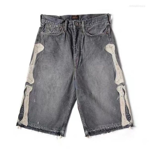 men's shorts kapital 22ss bone embroidery pasting cloth splicing dilapidated washing casual five part denim, White;black
men's shorts kapital 22ss bone embroidery pasting cloth splicing dilapidated washing casual five part denim, White;black